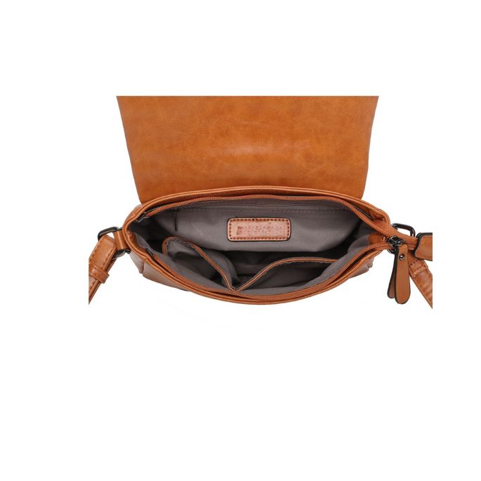 Draufsicht Innenansicht klassische Designer Umhängetasche braun Magnetverschluß