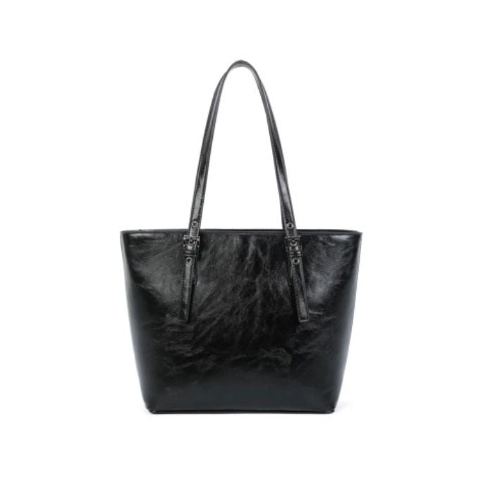 moderne Damen Einkaufstasche geräumig stabil trendy schwarz