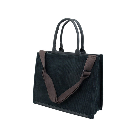 Stabile Einkaufstasche mit Lederdetails, Tragegriffen und Schultergurt
