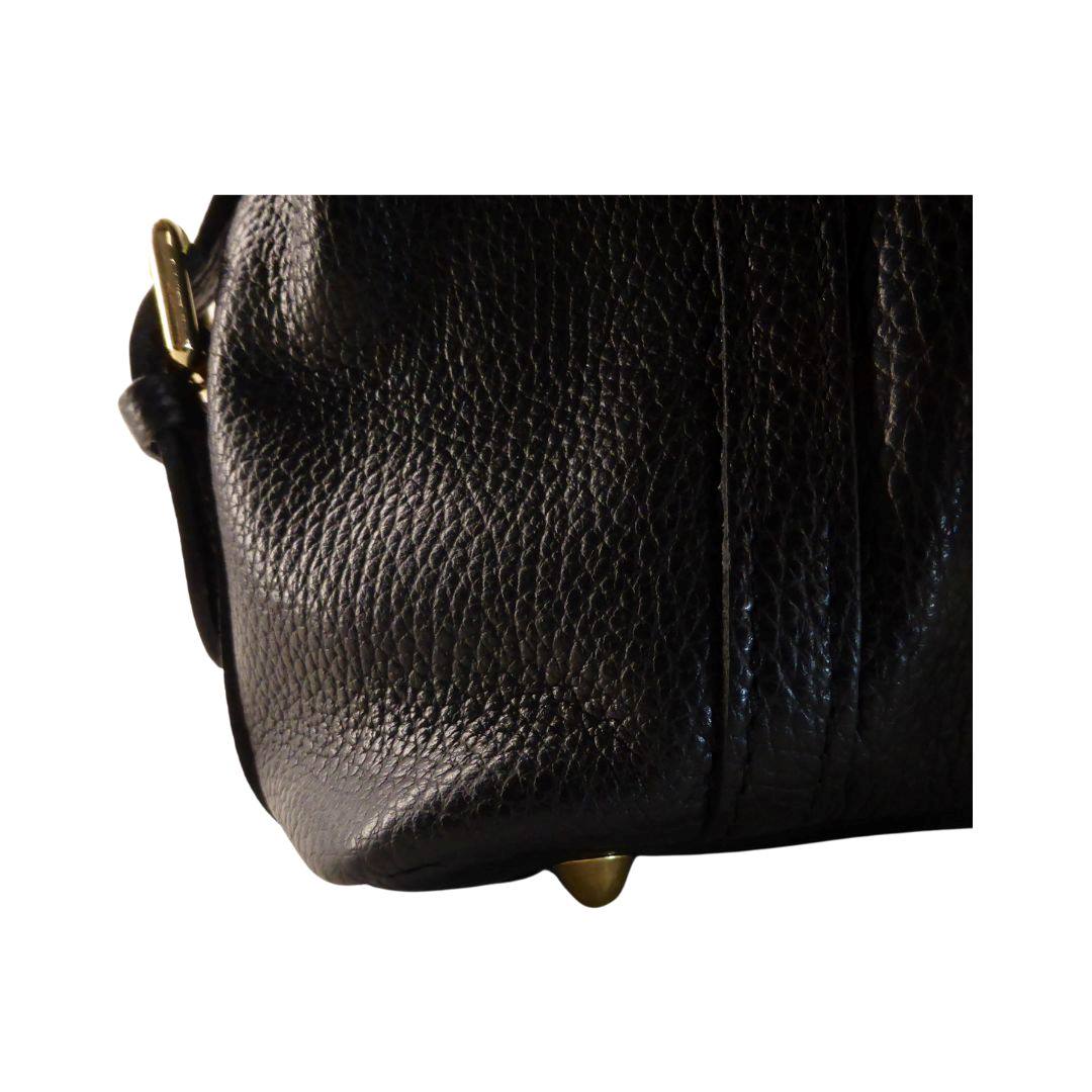 Echtleder Textur Elegante Schwarze Damen Lederhandtasche mit stabilem Tragegriffen