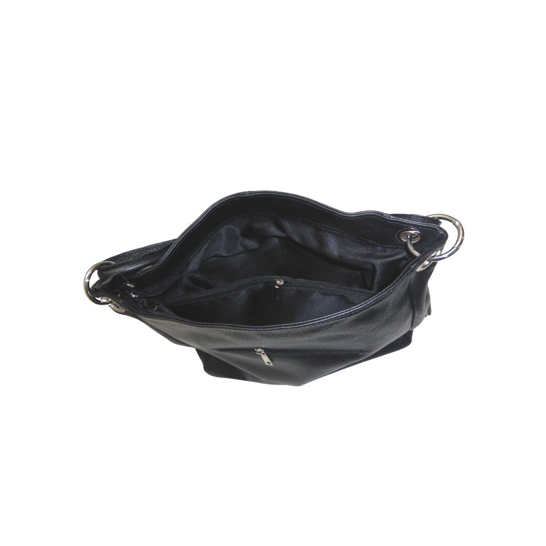 Innenansicht Damen Reise Umhängetasche mit Silber-Details