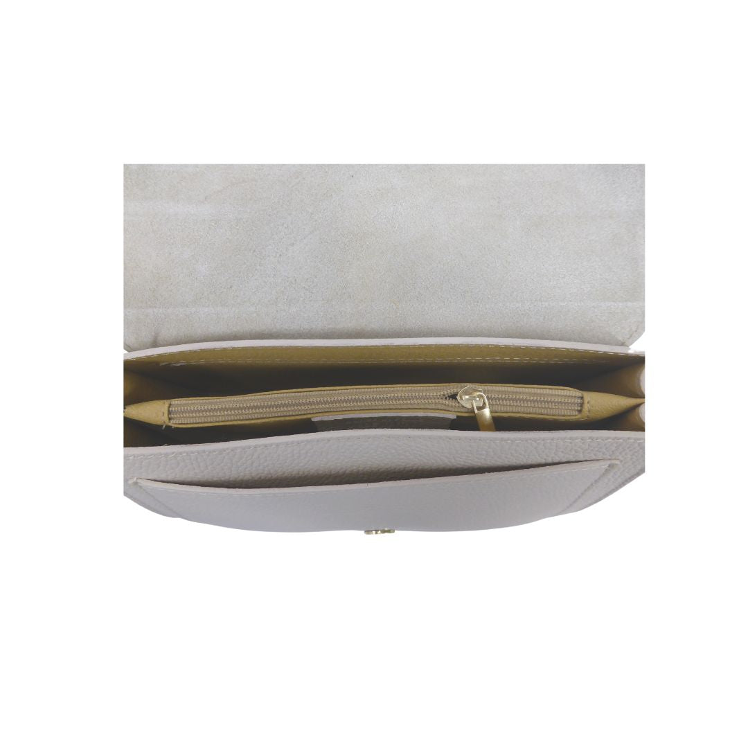 Innenansicht Elegante Umhängetasche mit Klappverschluss Dollaroleder Innenfächer