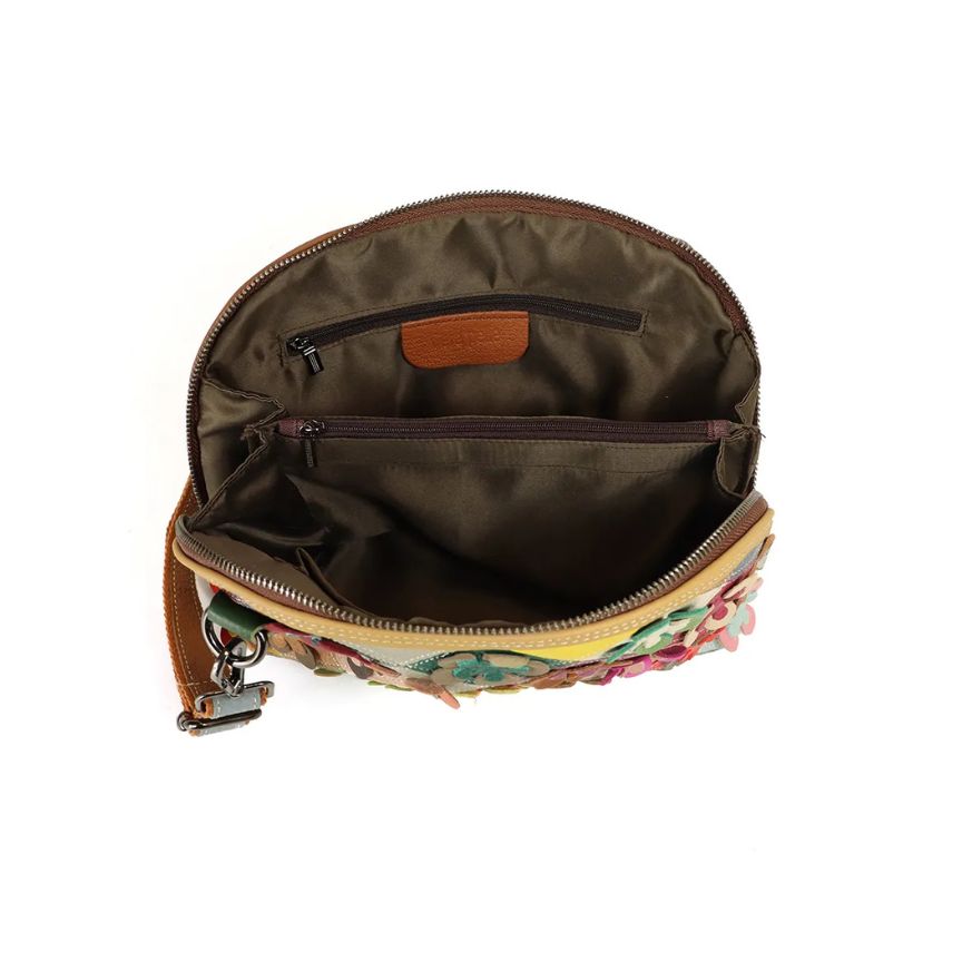 Mehrfarbige Italienische Leder Clutch Tasche mit diversen Innentaschen, stabile Reißverschüsse