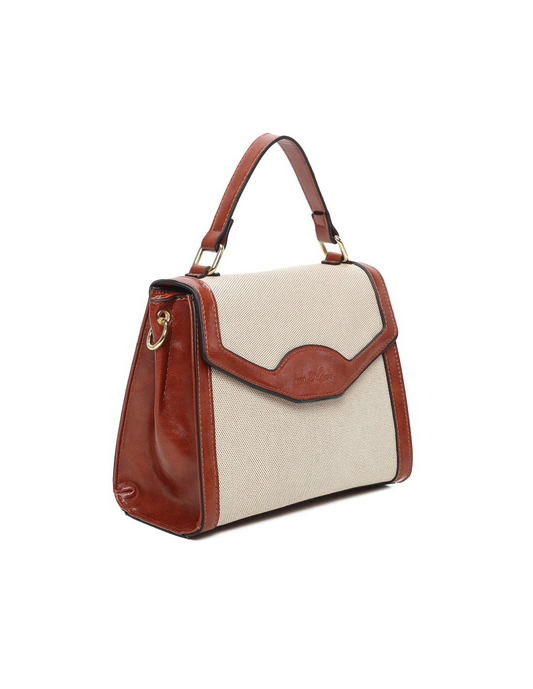 Elegante Zweifächer-Handtasche für formale Anlässe mittelgroß beige