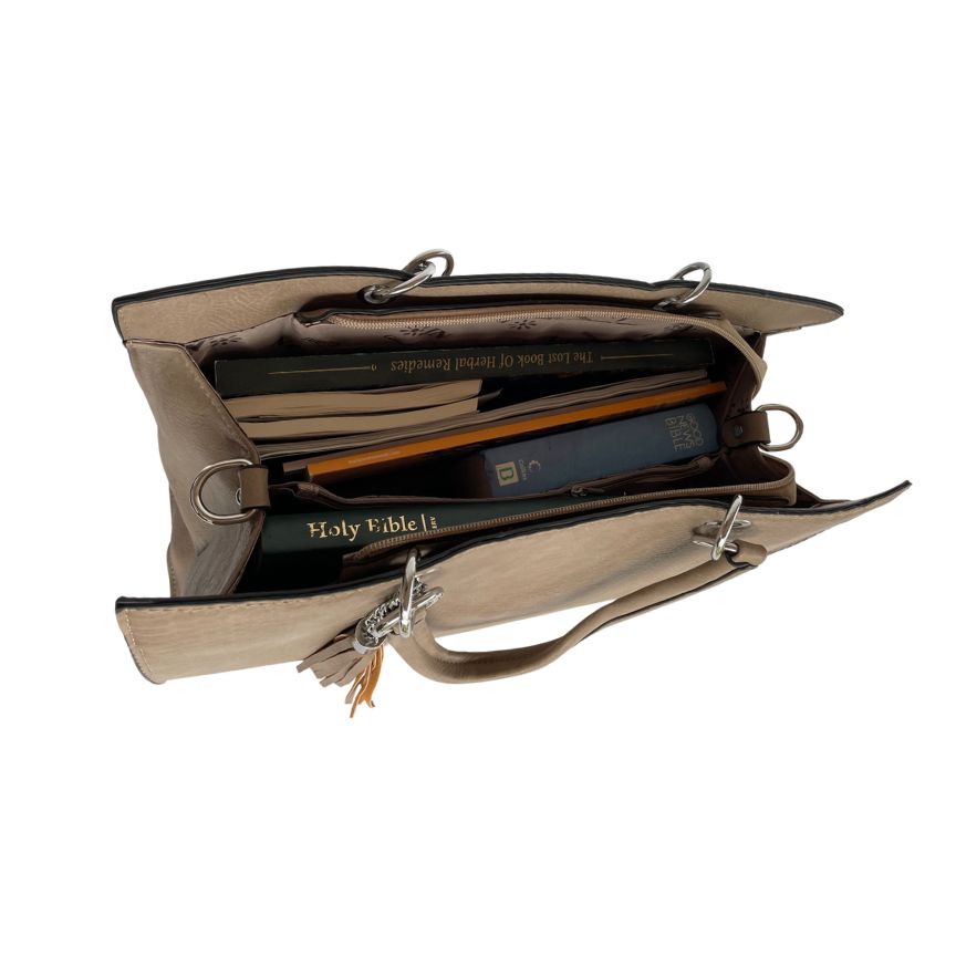 Umhängetasche Damen Tote-Tasche Schlangenmuster erde Inenfächer