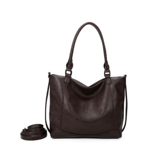 moderne geräumige Shopper tasche mit stabilen Griffen, viele Innentaschen, braun, mittelgroß