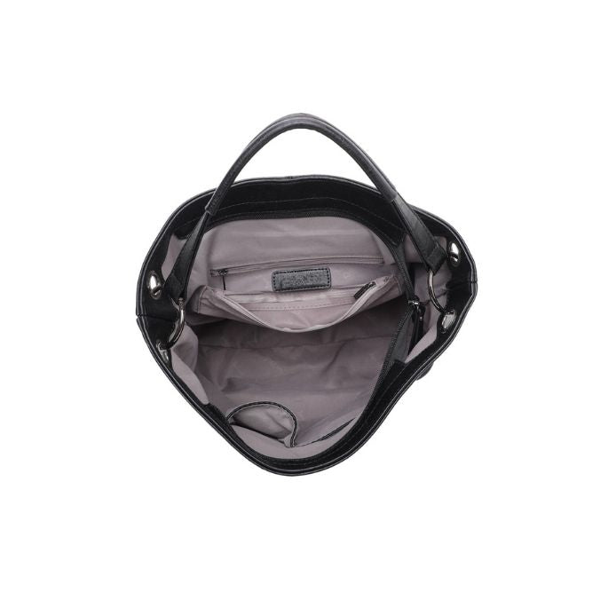 Draufsicht Innenansicht Tote Bag modern, geräumig stabil schwarz