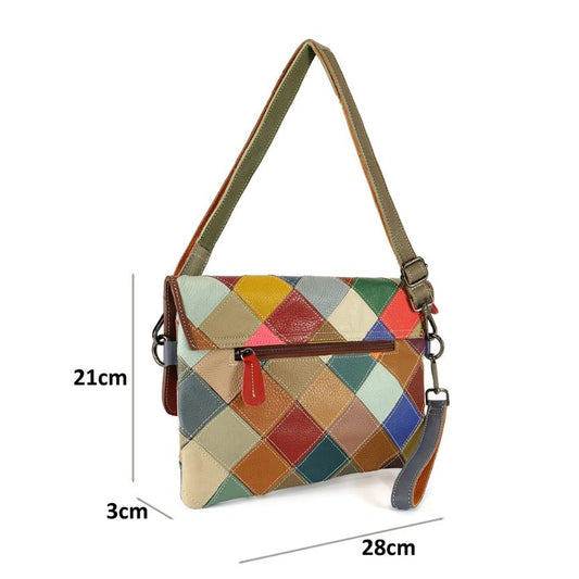 italienische Damen Leder Handtasche mit Blumenmuster mit Rückentasche und stabilem Reißverschluss und Trageschlaufe