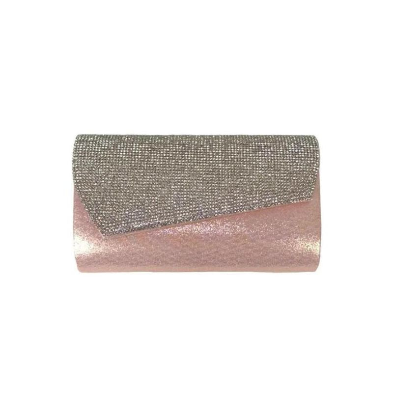 Elegante Damen Abendtasche in Rosa-Gold - Clutch mit Kette