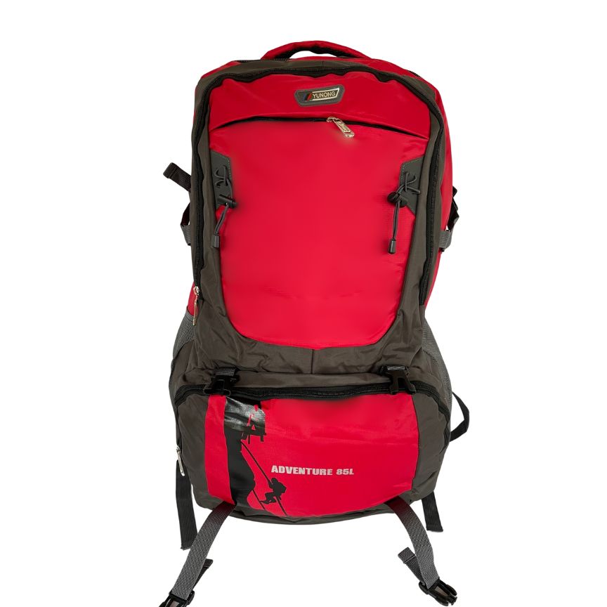 Geräumiger Outdoor Rucksack mit reflektierenden Streifen 85L, Abenteurrucksack rot