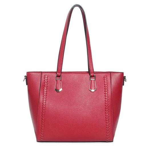 schlichte Umhängetasche mittelgroße Tote-Bag rot mit Henkeln für Büro und Alltag