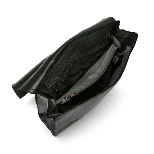 Draufsicht / Innanansicht Wasserfester Kunstleder dunkelgrün Business Laptop Backpack mit stabilem Griff und Magnetverschluss