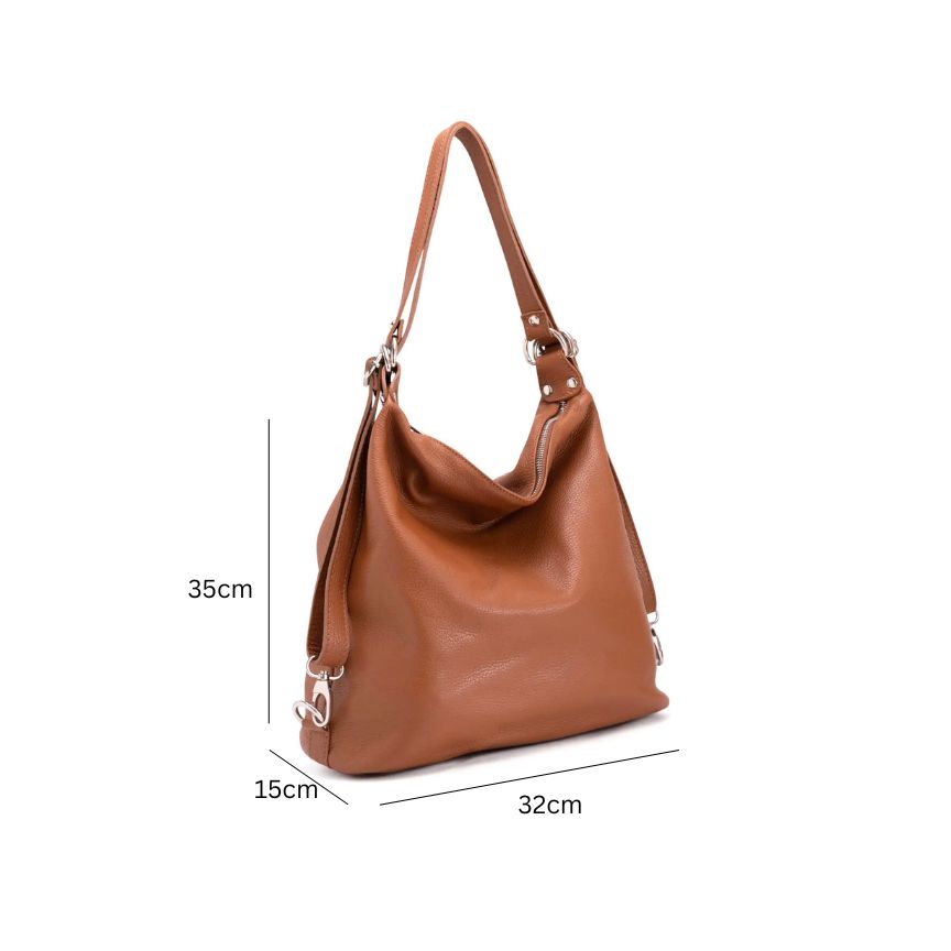 Damen Shopper Tasche aus Leder - tragbar als Umhängetasche oder Rucksack