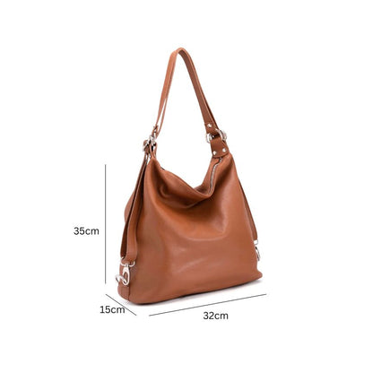 Damen Shopper Tasche aus Leder - tragbar als Umhängetasche oder Rucksack