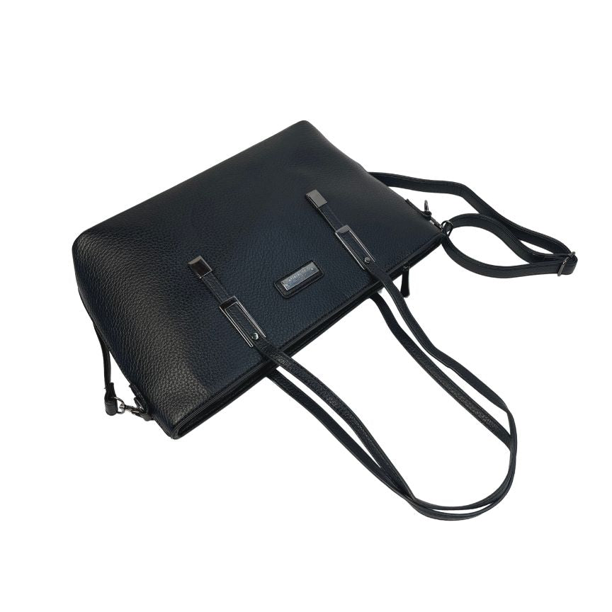 Damen Arbeitstasche elegante Tote-Bag Schwarz liegend