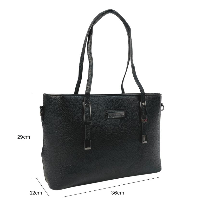 Damen Arbeitstasche elegante Tote-Bag Schwarz Größe