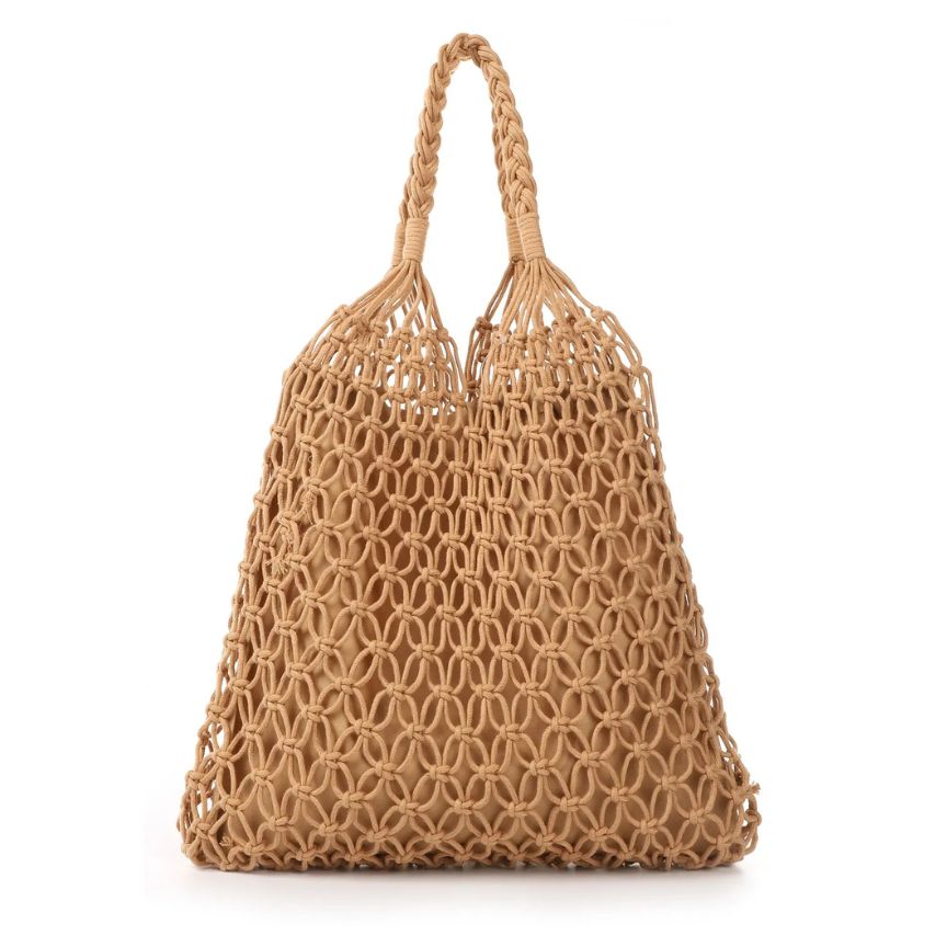 Lässige grobgewebte Strandtasche Schwimmbadtasche braun 