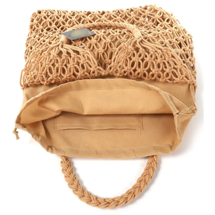 Lässige grobgewebte Strandtasche  Schwimmbadtasche braun