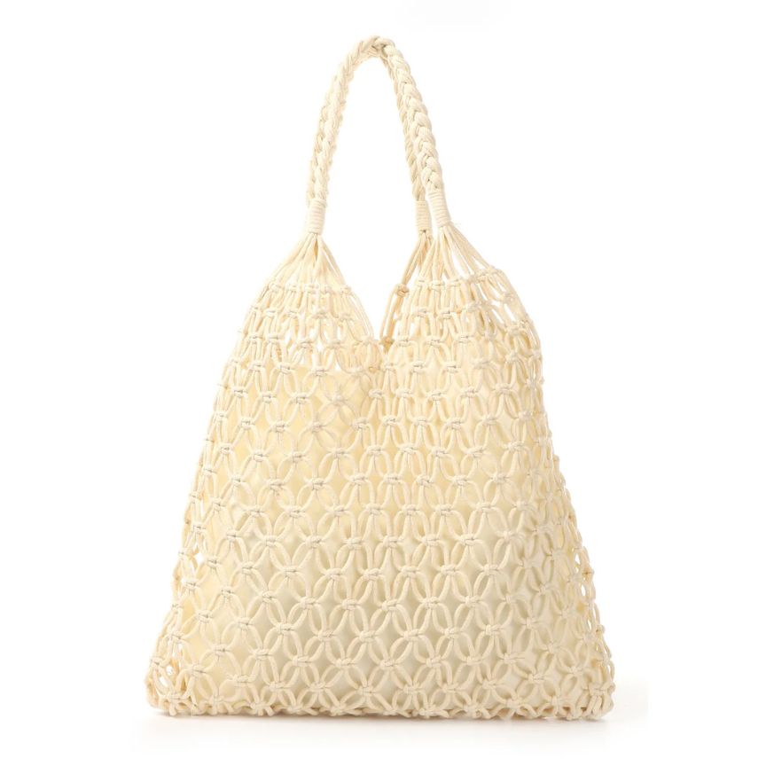 Lässige grobgewebte Strandtasche  Schwimmbadtasche beige