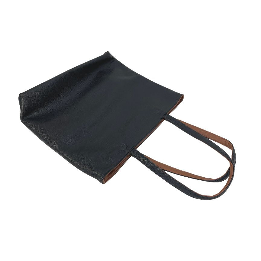 Damen Shopper Umhängetaschen 2-teiliges Set schwarz liegend