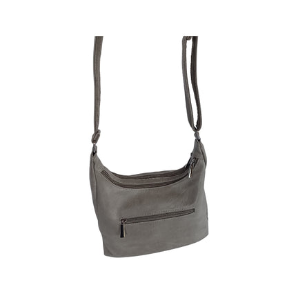 Damen Umhängetasche viele Fächer Crossbodybag grau Rückseite