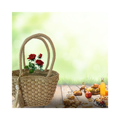 Natürliche Korbtasche mit Tragegriffen - ideal für Sommertage