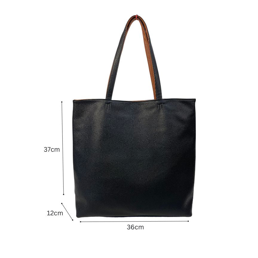 Damen Shopper Umhängetaschen 2-teiliges Set schwarz Abmessungen