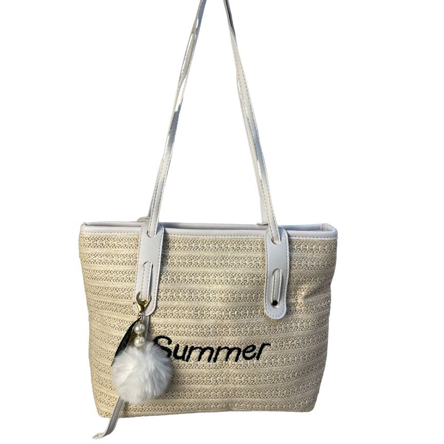 Gewebte Einkaufstasche Sommertasche Strand beige weich summer