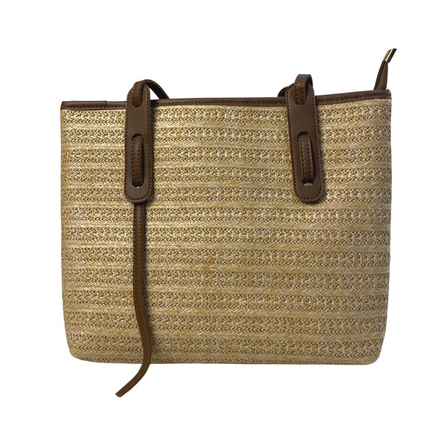 Strandtasche Damen Sommertasche beige Rückseite