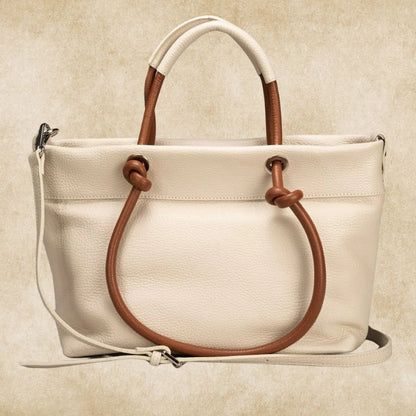 Beige Italienische Leder Umhängetasche Vorderansicht