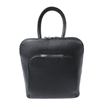 Eleganter Italienischer Damen Lederrucksack schwarz Vorderansicht