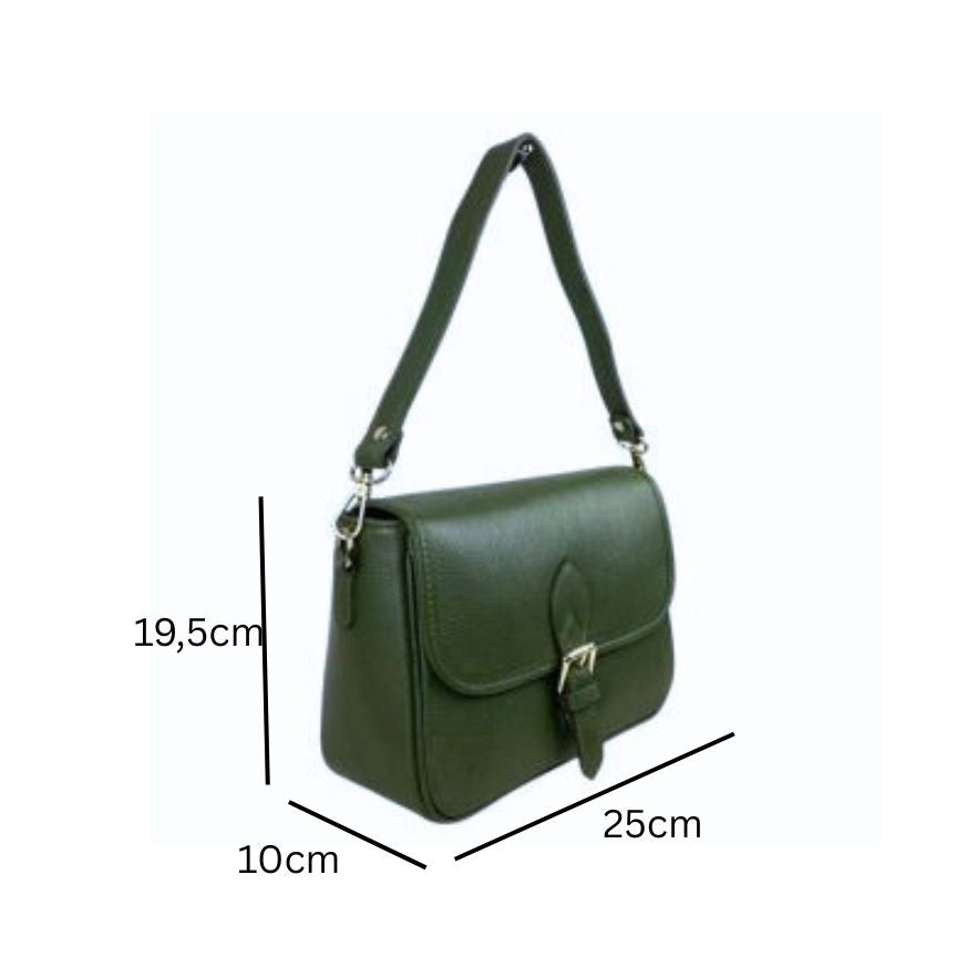 Italienische Damen Leder Handtasche mit Rückseitentasche
