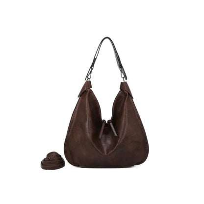 Elegante Damen Braun PU Lederhandtasche mit stabilen Griffen und abnehmbaren Riemen