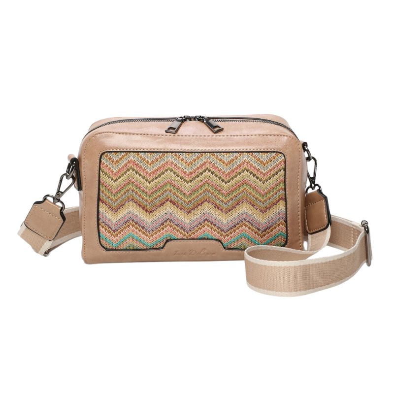 Damen Handtasche mit Muster Design und abnehmbarem und verstellbarem schickem Gürtelriemen bronze