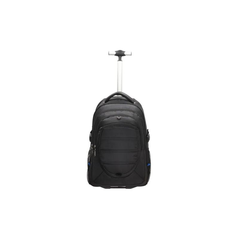 Schwarzer Reise-Rucksack mit integriertem Trolley – Anda Tscott Online Store