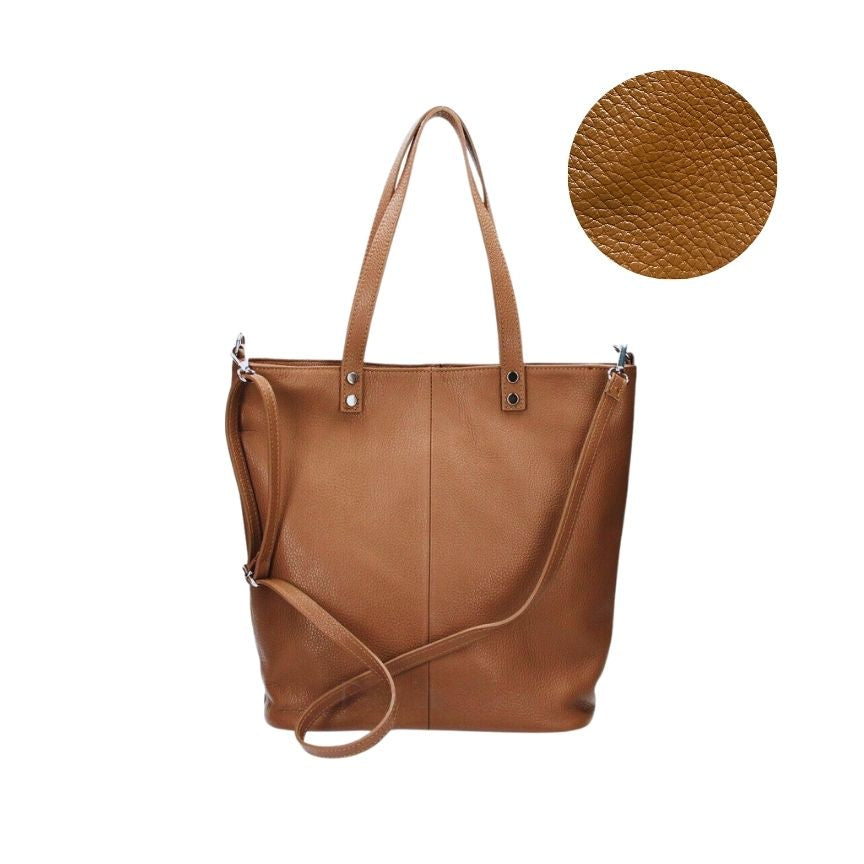 Geräumige Damen Echtleder Schultertasche - eleganter Shopper mit stabilen Henkeln