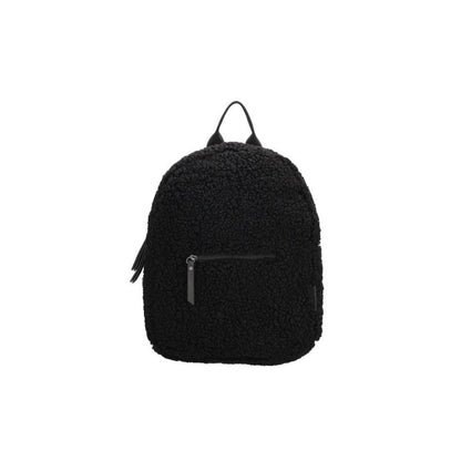 Flauschiger Kindergartenucksack mit fronttasche für Mädchen und Junge Schwarz