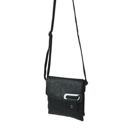 Damen Crossbody Bag Umhängetasche mittelgroß schwarz hängend