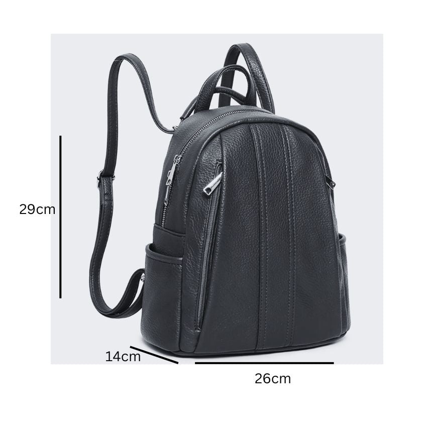 Alltagsrucksack Damen Handgepäck Rucksack schwarz Seitenansicht Abmessungen
