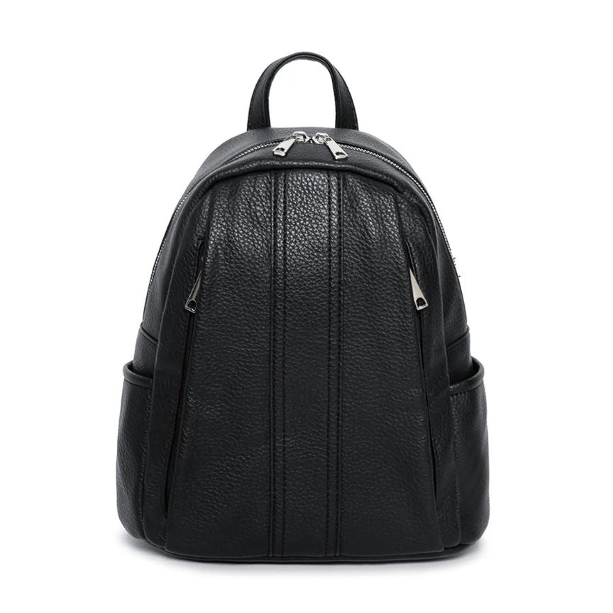 Alltagsrucksack Damen Handgepäck Rucksack schwarz Frontseite