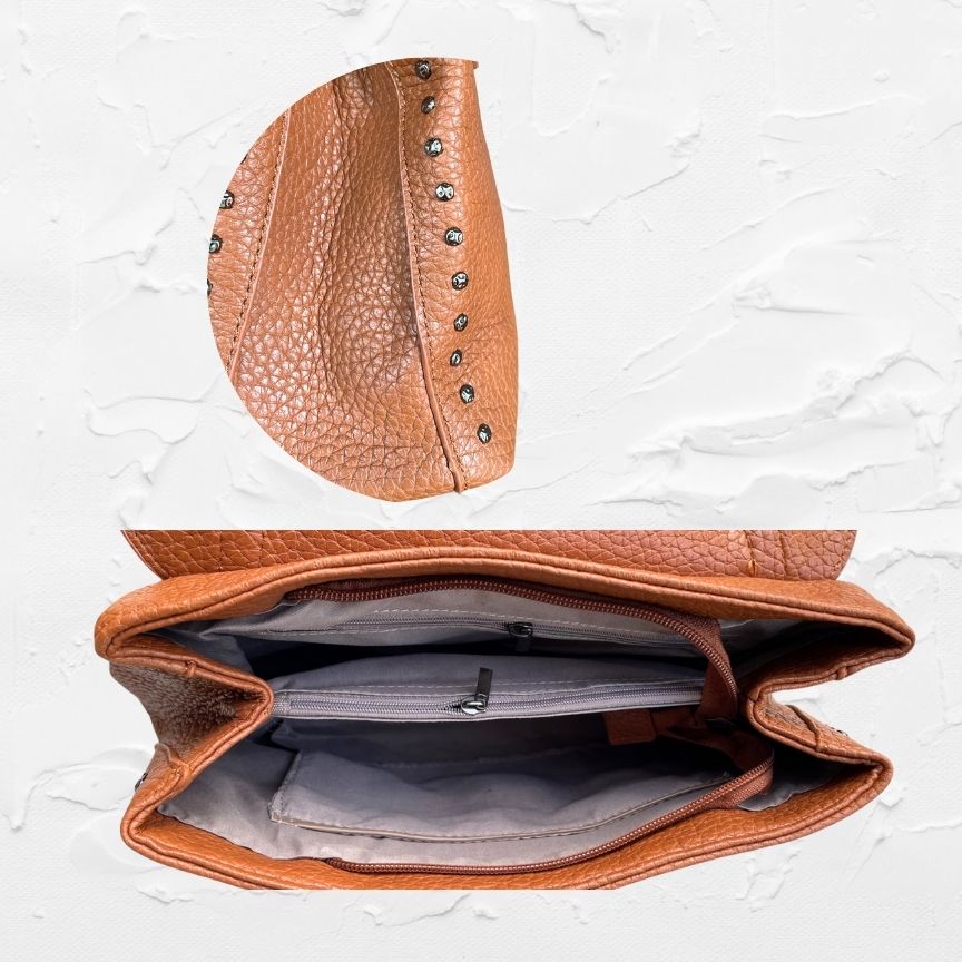 Elegante Damen Umhängetasche mit Nieten - mittelgroß mit stabilem Henkel
