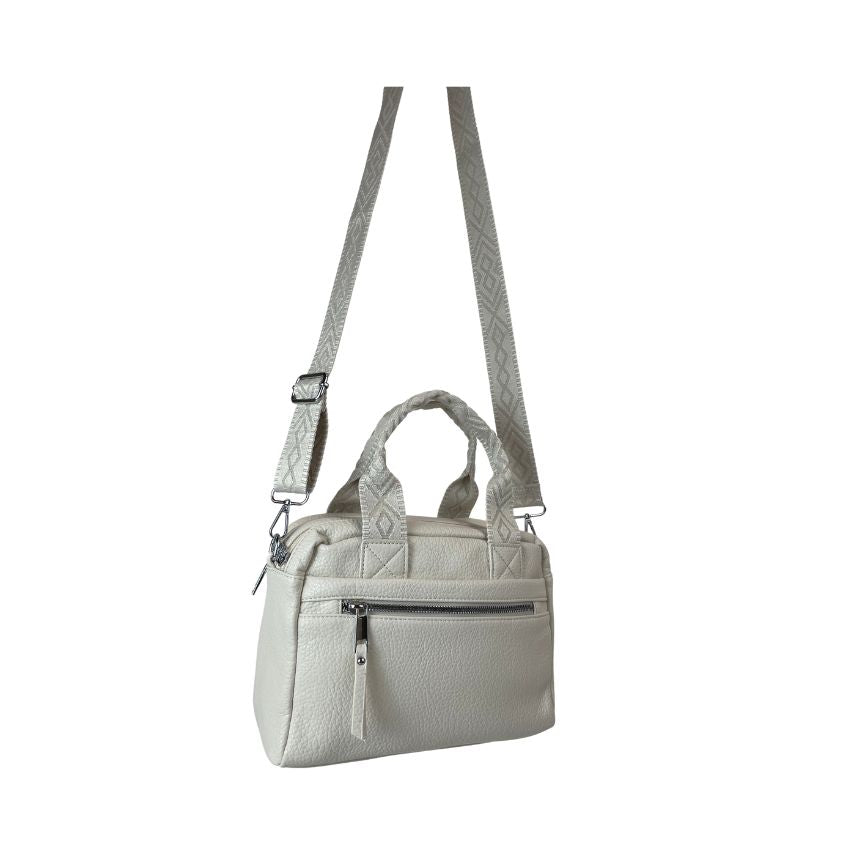 Crossbodybag Damen Alltagstasche  trendy weiß Schultergurt