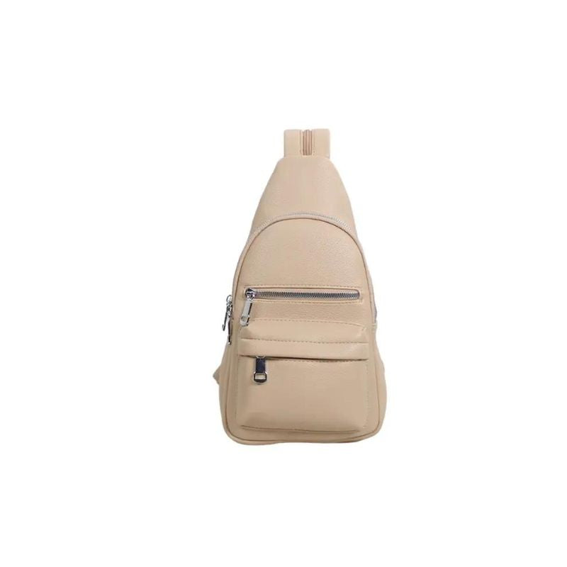 Lässiger Slingbag für Damen mit zwei Fronttaschen und gröser Innenraum beige