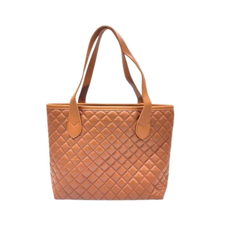 Kariertes Damen Umhängetasche Shopper mit einzelfach und tragegriffen für Alltags und Shoppen orange