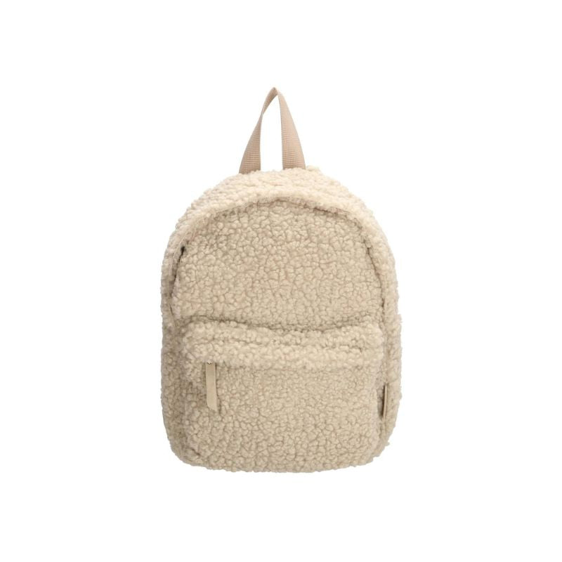 Flauschiger Kindergartenucksack mit fronttasche Beige