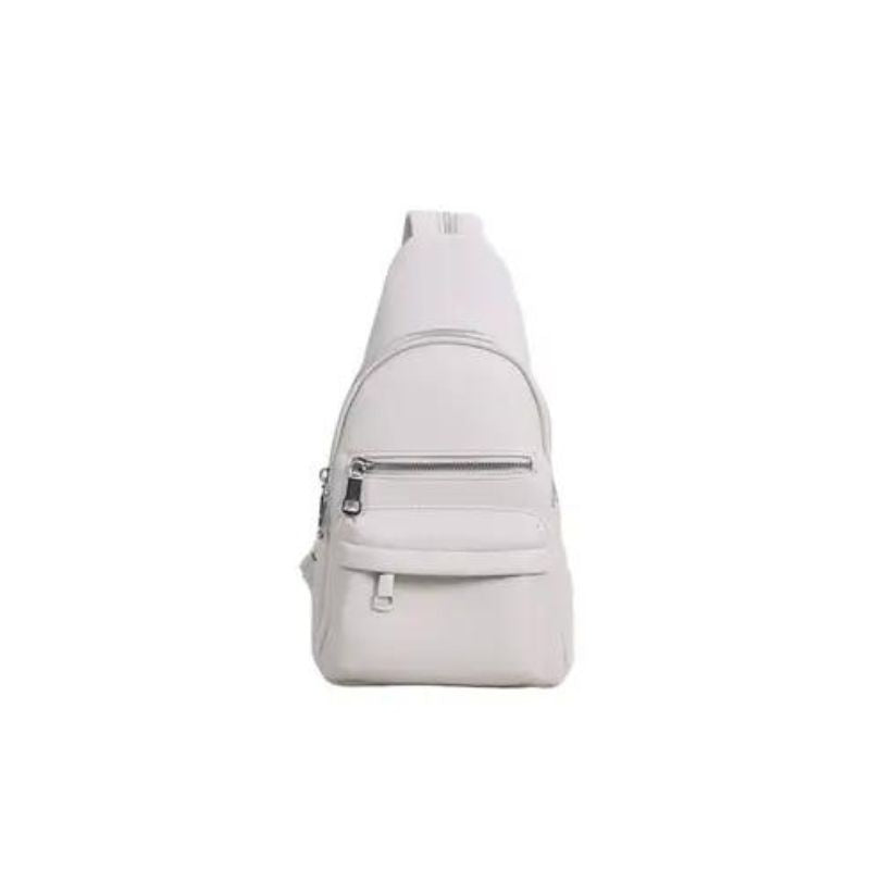 Lässiger Slingbag für Damen mit zwei Fronttaschen und gröser Innenraum weiß