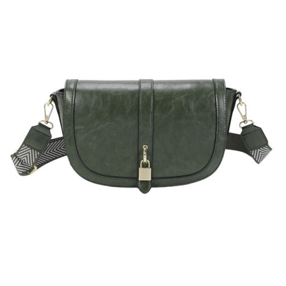 Damen Halbmond Handtasche mit edlem Design und breitem Gurt grün