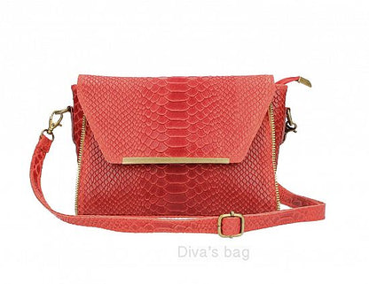 Echtleder-Handtasche in Krokodilprägung - edel, kompakt & eventtauglich