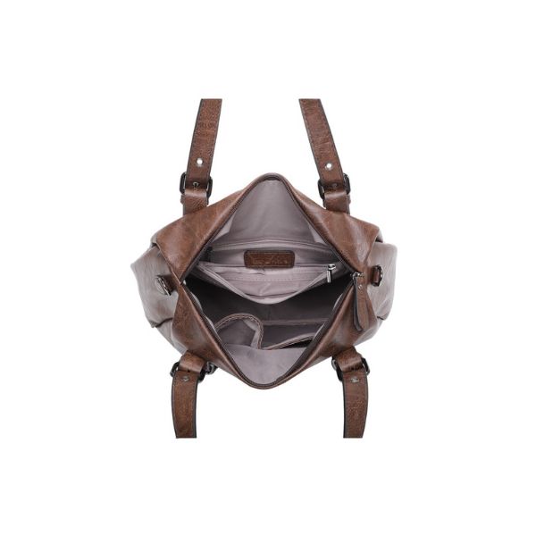 Große Shopper Umhängetasche Damen Schultertasche braun Innenfächer