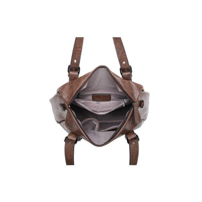Große Shopper Umhängetasche Damen Schultertasche braun Innenfächer